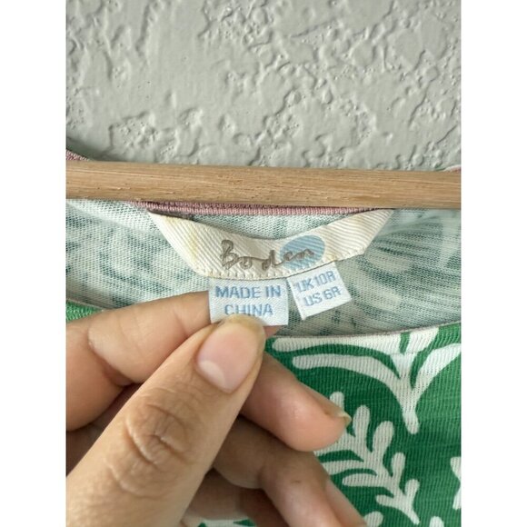 Boden Cotton Green Floral Half Sleeve Aline Midi Dress Modest Coastal Tropical 6 - Picture 7 of 8